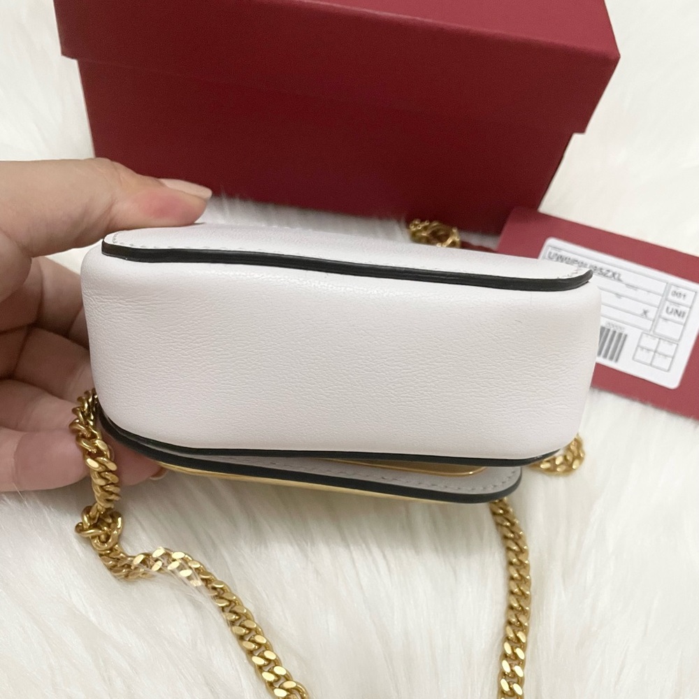 Valentino Garavani White Mini VLogo Top Handle Bag with Gold Hardware - Picture 7 of 12